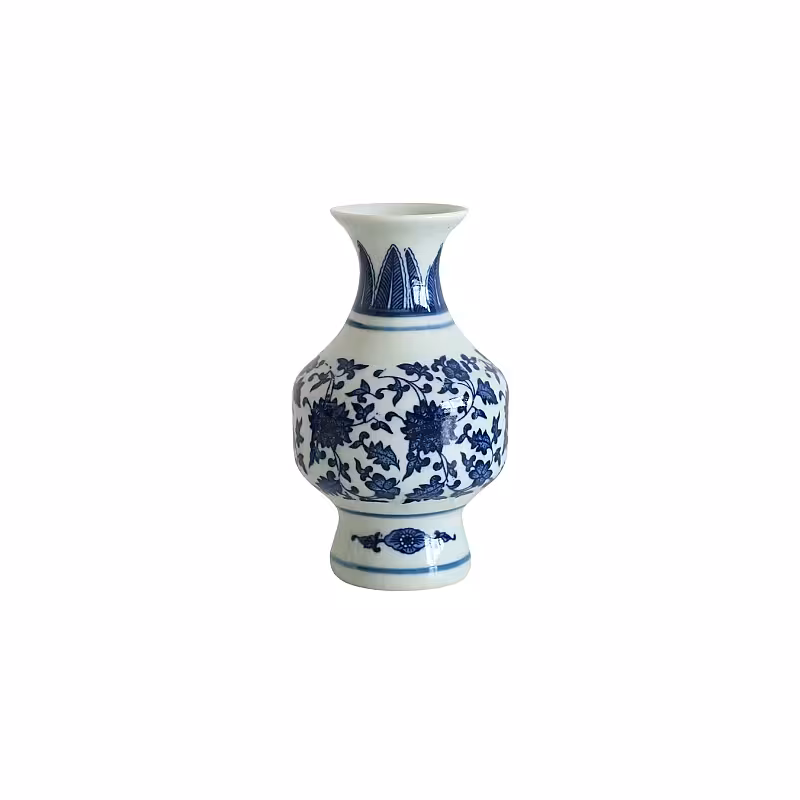 Mini Oriental Blue Floral Porcelain Vase (Type F)