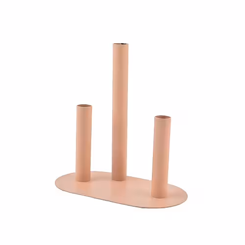 Modern Minimalist Stainless Steel 3 Tri Tube Stem Flower Vase for Tablescape Decor (Pink)