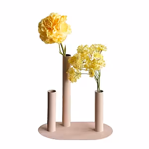 Modern Minimalist Stainless Steel 3 Tri Tube Stem Flower Vase for Tablescape Decor (Pink)