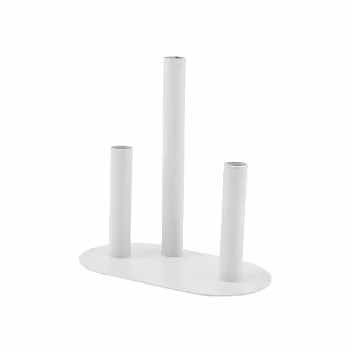 Modern Minimalist Stainless Steel 3 Tri Tube Stem Flower Vase for Tablescape Decor (White)