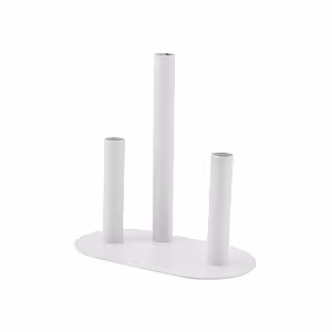 Modern Minimalist Stainless Steel 3 Tri Tube Stem Flower Vase for Tablescape Decor (White)