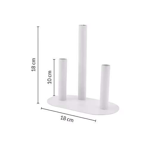 Modern Minimalist Stainless Steel 3 Tri Tube Stem Flower Vase for Tablescape Decor (White)