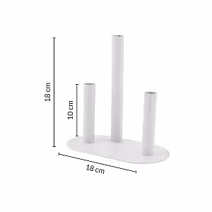 Modern Minimalist Stainless Steel 3 Tri Tube Stem Flower Vase for Tablescape Decor (White)