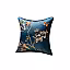 Oriental Embroided Floral Bird Butterfly Designed Decorative Satin Cushion Cover (Royal Blue)