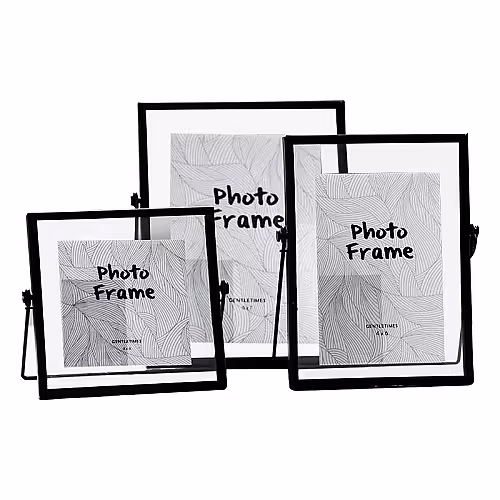 Other Decor 3pc Gold Black Floating Photo Frame (Black)