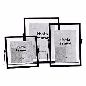 Other Decor 3pc Gold Black Floating Photo Frame (Black)