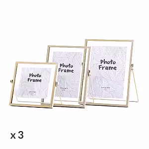 Other Decor 3pc Gold Black Floating Photo Frame (Gold)