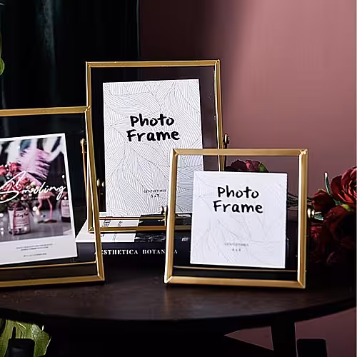 Other Decor 3pc Gold Black Floating Photo Frame (Gold)