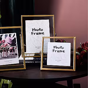 Other Decor 3pc Gold Black Floating Photo Frame (Gold)
