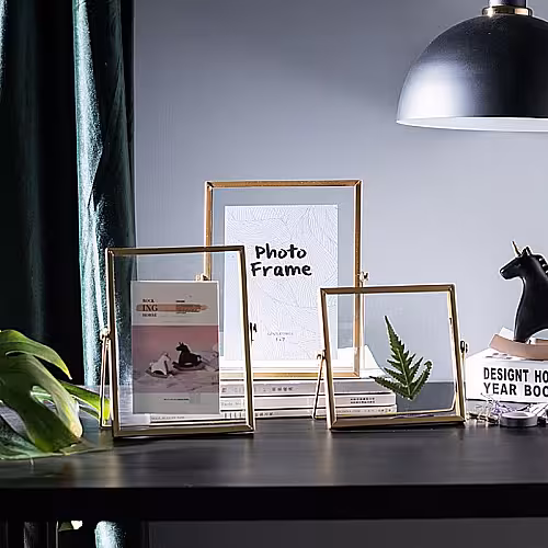 Other Decor 3pc Gold Black Floating Photo Frame (Gold)