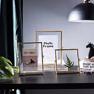 Other Decor 3pc Gold Black Floating Photo Frame (Gold)