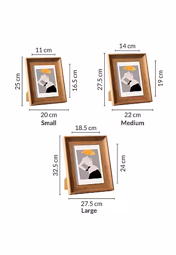 Other Decor 3pc Rustic Wood Pattern Photo Frame Set (Teak)