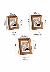 Other Decor 3pc Rustic Wood Pattern Photo Frame Set (Teak)