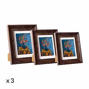 Other Decor 3pc Rustic Wood Pattern Photo Frame Set (Walnut)