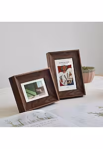 Other Decor 3pc Rustic Wood Pattern Photo Frame Set (Walnut)