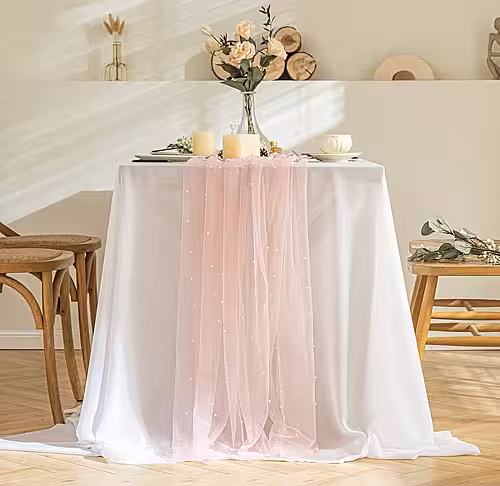 Pink with Pearls Table Runner