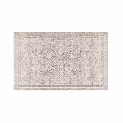 Retro French Style Flower Designed White Grey Rectangle Carpet