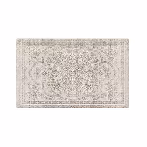 Retro French Style Flower Designed White Grey Rectangle Carpet