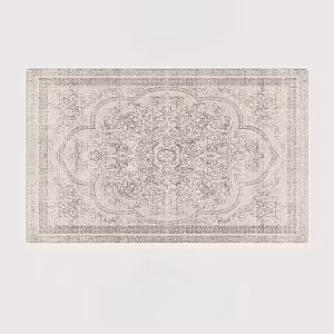 Retro French Style Flower Designed White Grey Rectangle Carpet