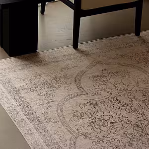 Retro French Style Flower Designed White Grey Rectangle Carpet