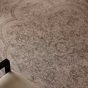 Retro French Style Flower Designed White Grey Rectangle Carpet