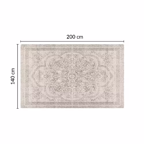 Retro French Style Flower Designed White Grey Rectangle Carpet