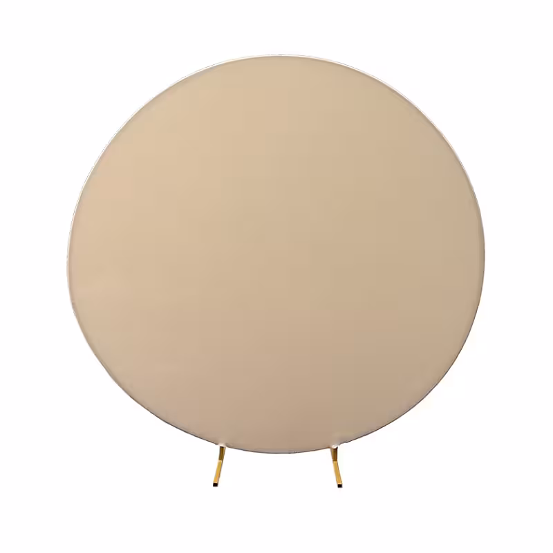 Round Background Elastic Cloth Arch Stand Background (Beige)