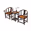 Rustic Walnut Wooden 3-pc Chair with Table Set