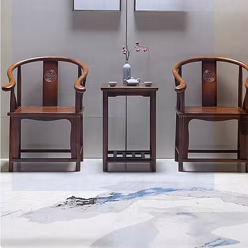 Rustic Walnut Wooden 3-pc Chair with Table Set