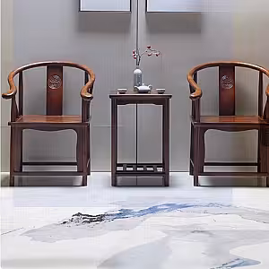 Rustic Walnut Wooden 3-pc Chair with Table Set