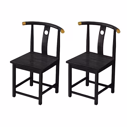 Rustic Wooden 2pcs Black Copper Chair Set