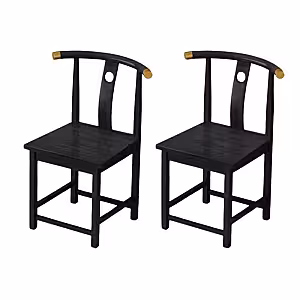 Rustic Wooden 2pcs Black Copper Chair Set