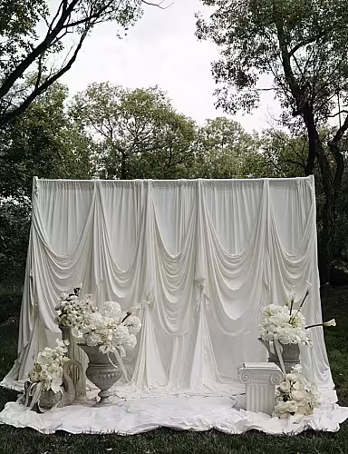 Stretchable Ivory Colour Drape Backdrop Fabric (8M) [No stand]