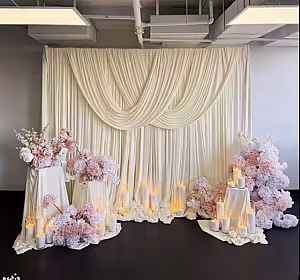 Stretchable Ivory Colour Drape Backdrop Fabric (8M) [No stand]