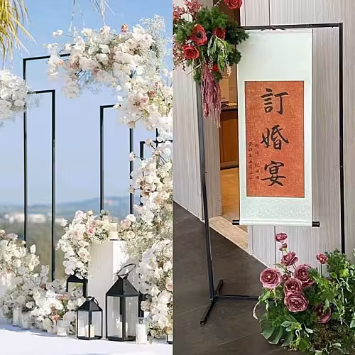 Structure Adjustable Rectangle Decorative Screen Arches Frame (Black 2M)