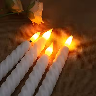 1pc LED Spiral Twisted Light Taper Candle (White) [Batteries not included]
