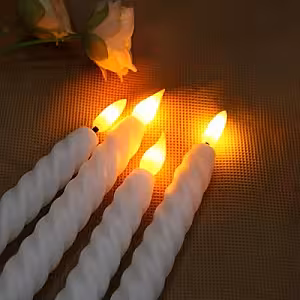 1pc LED Spiral Twisted Light Taper Candle (White) [Batteries not included]