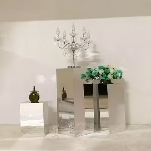 Structure Party Decoration Mirror Silver Flower Stand (Extra Large)
