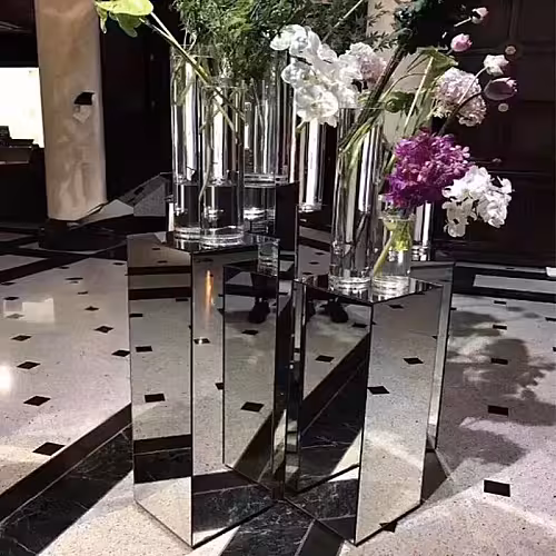 Structure Party Decoration Mirror Silver Flower Stand (Extra Large)